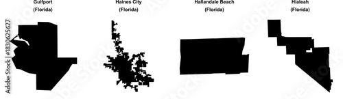 Gulfport, Haines City, Hallandale Beach, Hialeah outline maps