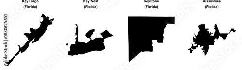 Key Largo, Key West, Keystone, Kissimmee outline maps