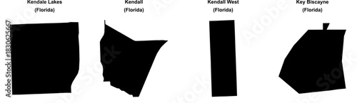 Kendale Lakes, Kendall, Kendall West, Key Biscayne outline maps