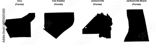 Iona, Ives Estates, Jacksonville, Jacksonville Beach outline maps