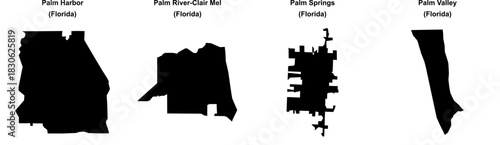 Palm Harbor, Palm River-Clair Mel, Palm Springs, Palm Valley outline maps