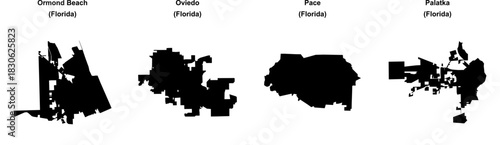 Ormond Beach, Oviedo, Pace, Palatka outline maps