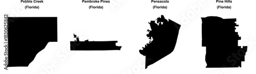 Pebble Creek, Pembroke Pines, Pensacola, Pine Hills outline maps