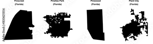 Pinecrest, Pinellas Park, Pinewood, Plant City outline maps