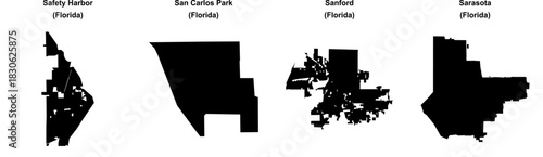 Safety Harbor, San Carlos Park, Sanford, Sarasota outline maps