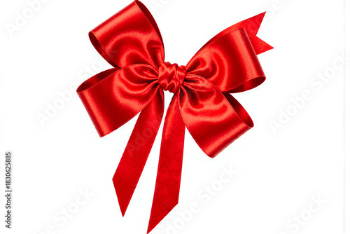 Elegant red satin ribbon bow isolated on white background