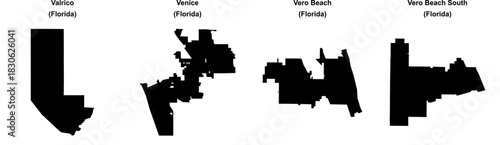 Valrico, Venice, Vero Beach, Vero Beach South outline maps