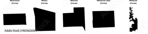 Westchester, Weston, Westview, Westwood Lakes, Wildwood outline maps