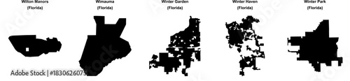 Wilton Manors, Wimauma, Winter Garden, Winter Haven, Winter Park outline maps