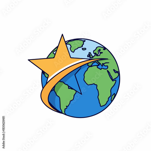 Global Impact A Star Over the World Icon