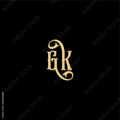 Barock style design monogram modern logo letter initial royal concept GK