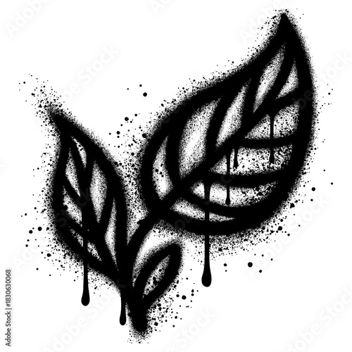 Spray Painted Graffiti leaves Sprayed isolated with a white background.
