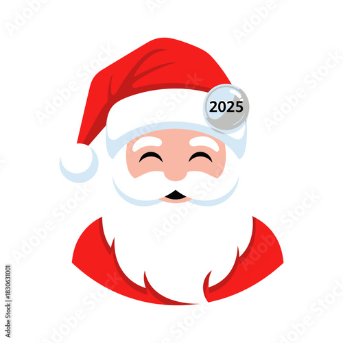 Festive Santa Claus with 2025 Emblem - A Joyful Christmas Illustration
