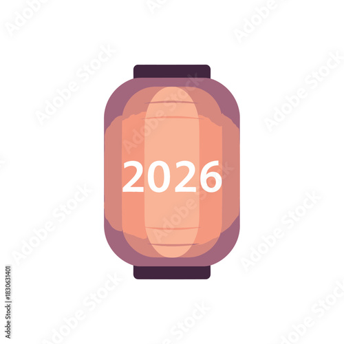 Traditional Japanese Lantern Illuminated with the Year 2026 - A Symbol of Celebration and Anticipation