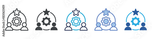 Team icon set multiple style collection