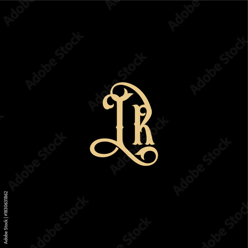 Barock style design monogram modern logo letter initial royal concept IR