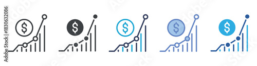 Growth icon set multiple style collection