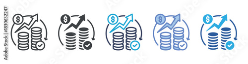 Profit icon set multiple style collection