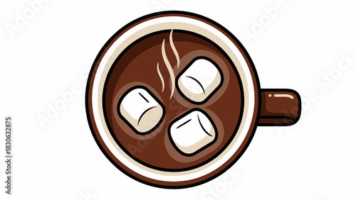 Cozy Mug of Hot Chocolate with Marshmallows Illustration