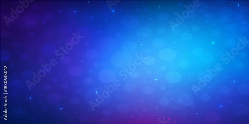 Abstract blue light background design with bright bokeh and shiny particle stars creating a winter holiday night sky illustration