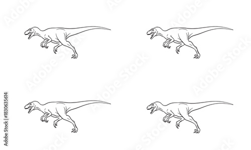Running dinosaur animation frames silhouette