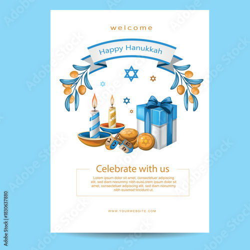 A colorful Happy Hanukkah poster