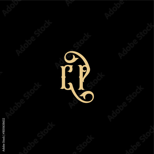 monogram modern logo initial royal concept CP Barock style design letter