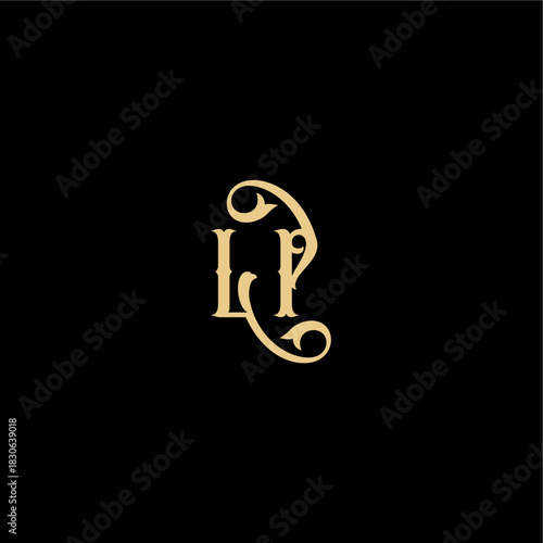 monogram modern logo initial royal concept LP Barock style design letter