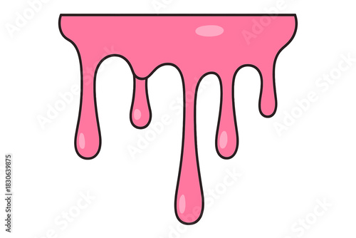 Sweet pink liquid dripping down like melted candy or dessert icing glaze
