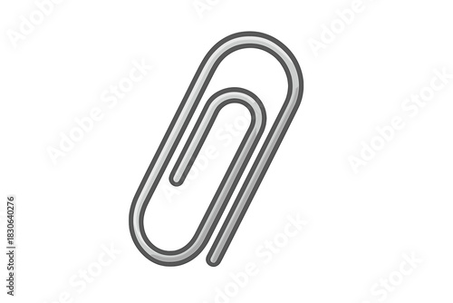 Simple metallic paperclip symbol for supplies and document attachment