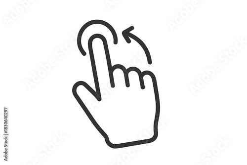 Hand performing a swipe left gesture on a touchscreen device interface icon