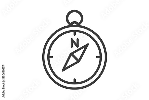 Minimalist magnetic compass showing direction and navigation for travel and exploration