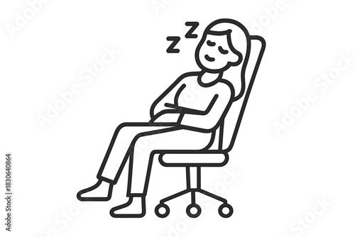 Tired employee sleeping in ergonomic chair during a much needed rest break