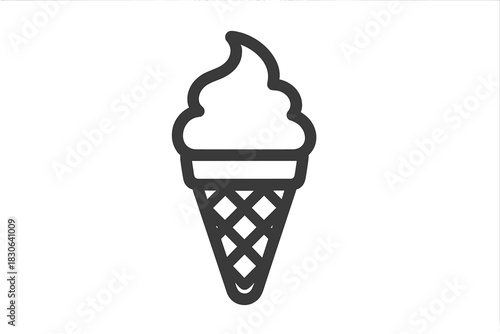 Minimalist soft serve ice cream cone drawing for summer dessert and sweet treats