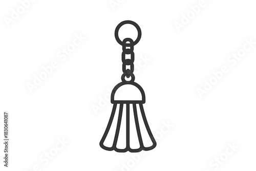 Decorative tassel keychain hanging from a metal ring and chain accessory
