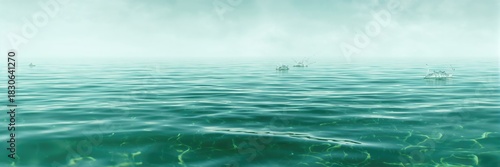 Clear sea with a retro gree...
