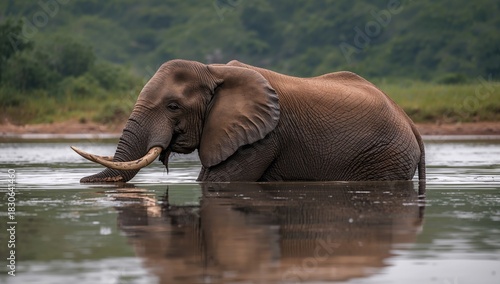 Male elephant with a wounde...