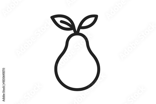 Fresh ripe pear fruit with small leaves on a stem for healthy eating concepts