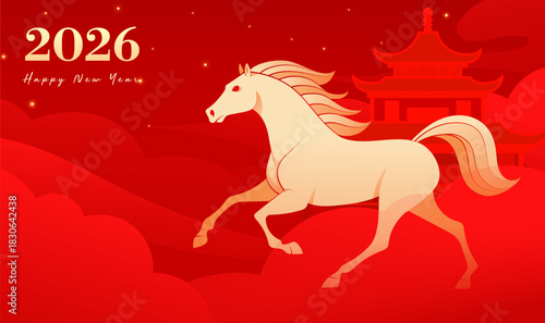 Chinese style festival celebrates the Spring Festival banner of the Year of the Horse
