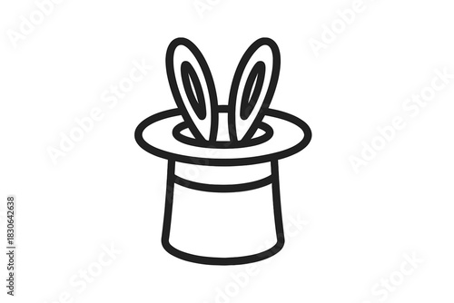 Classic magic trick showing rabbit ears popping out of a magician's black top hat