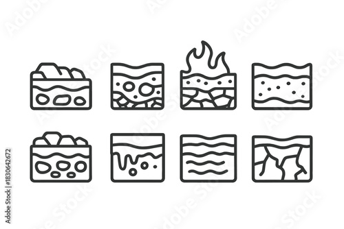 Geological layers and soil cross section representing earth structure and ground composition