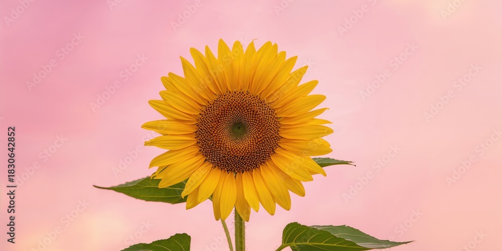 Obraz premium Close up of a sunflower against a colorful pink sky, emphasizing vibrant summer blooms for outdoor landscape photography