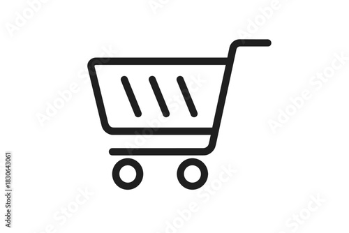 Simple black outline shopping cart symbol for online commerce and retail purchasing