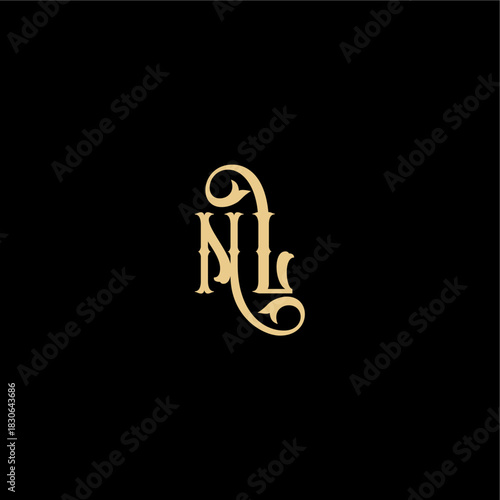 monogram modern logo initial royal concept NL Barock style design letter