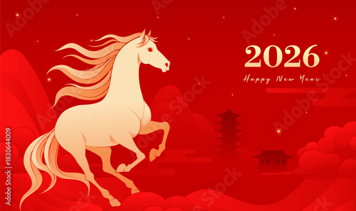 Chinese style festive atmosphere Year of the Horse Spring Festival banner