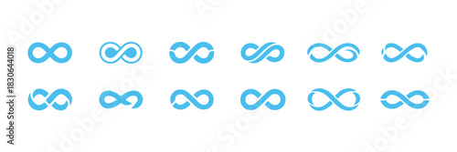 Infinity and eternity icons in vector format. Endless loop logo and sign included.