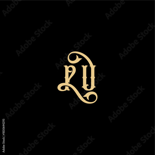 monogram modern logo initial royal concept PU Barock style design letter