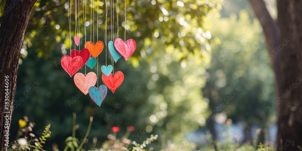 Obraz premium Valentine's hearts image, as a background for romantic themed layouts and text placement