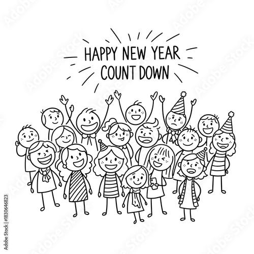 Joyful group celebrating New Year countdown with excitement and happiness.