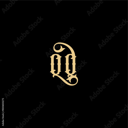 monogram modern logo initial royal concept QQ Barock style design letter